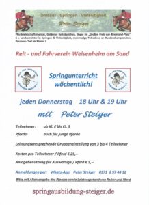 Ab sofort wieder Springstunde mit Peter Steiger